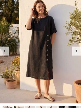 Lintico black linen dress size L